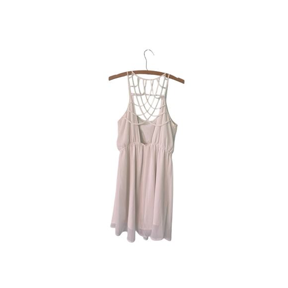 Naked Zebra Lost April Medium White Elastic Waist Strappy Back Dress - Picture 3 of 3